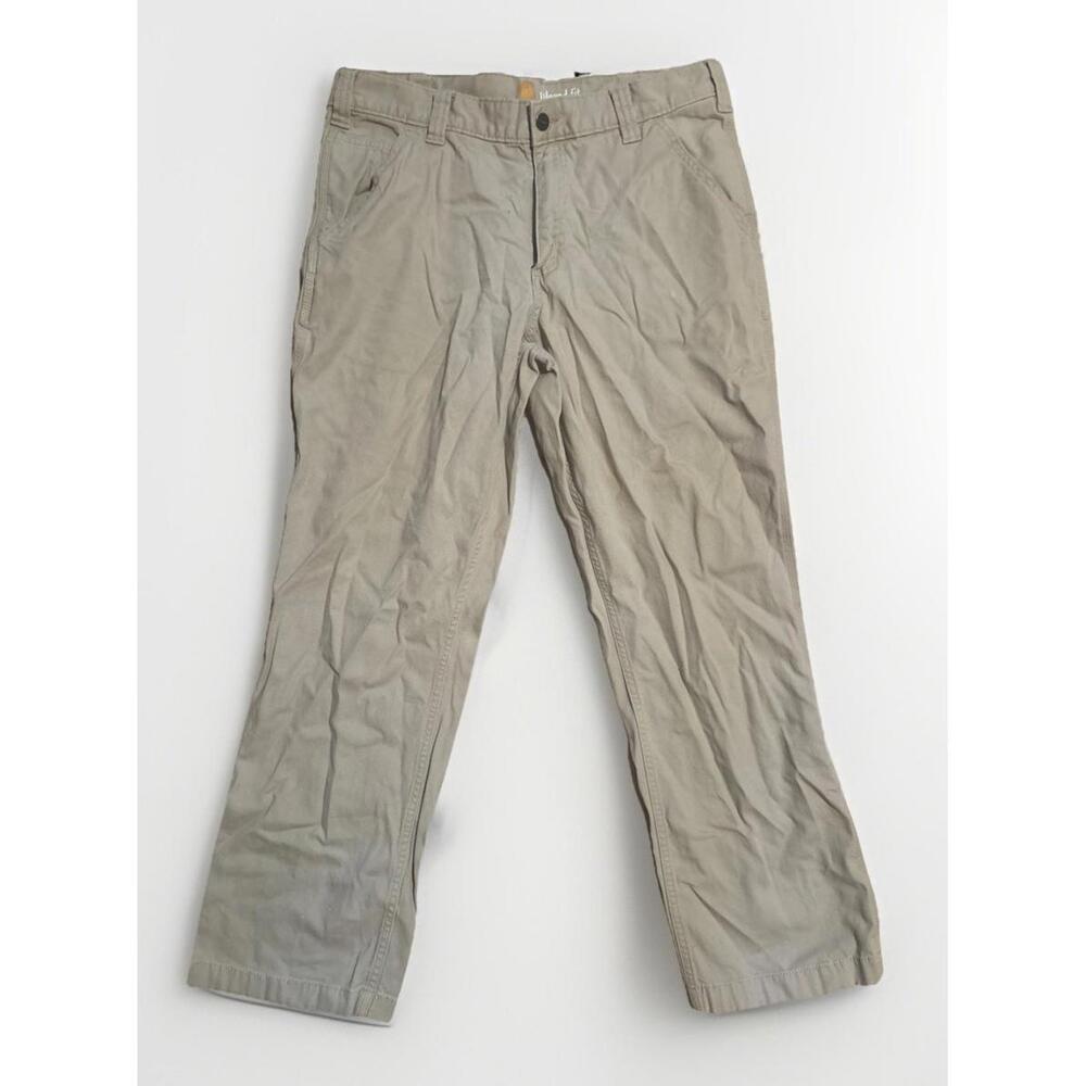 Carhartt Relaxed Fit Pants Mens 34 Tan Flat Front Stretch Lightweight 34x30